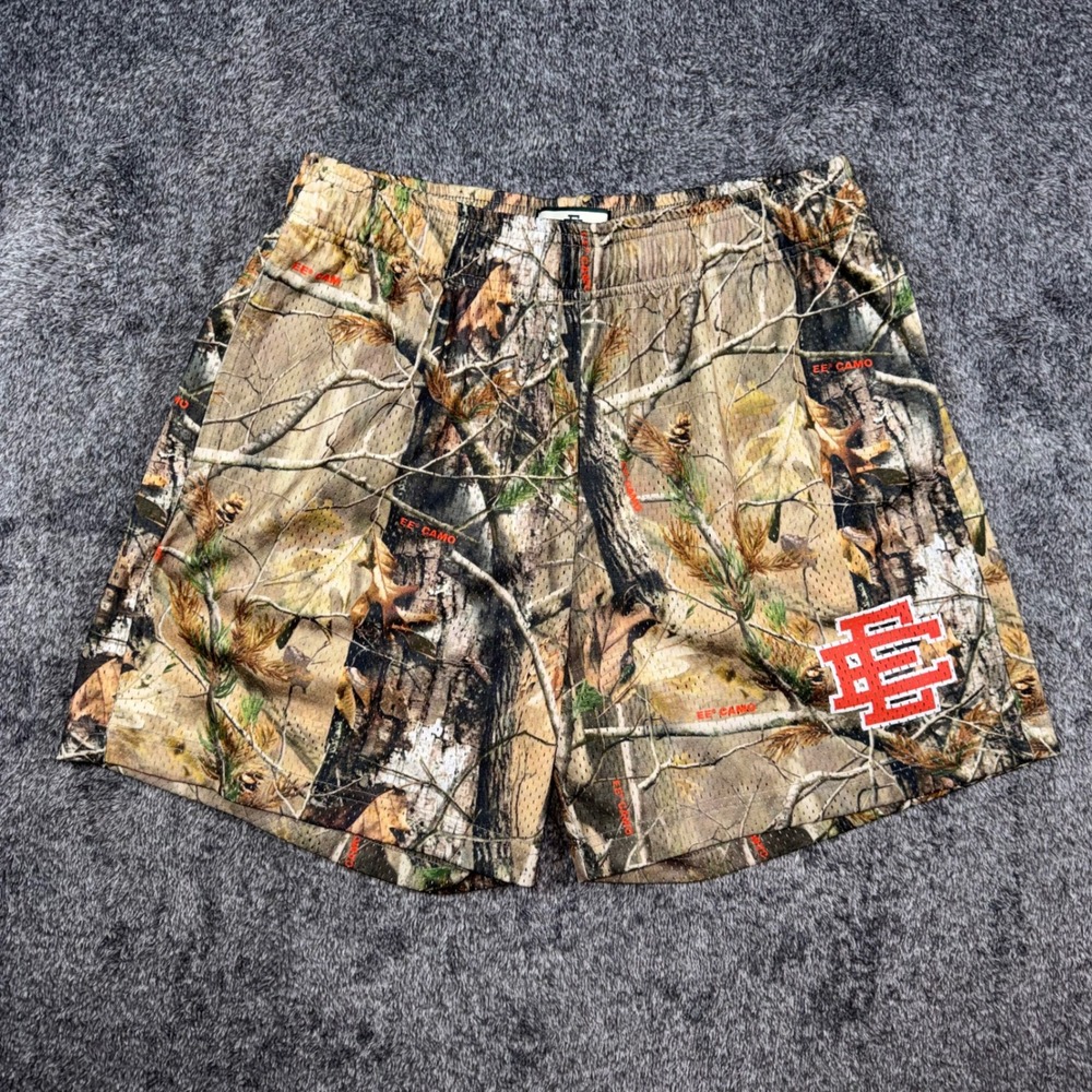Eric Emanuel EE Basic Mesh Shorts Real Tree Camo Mens Size Large Red Logo NYC - Picture 2 of 14